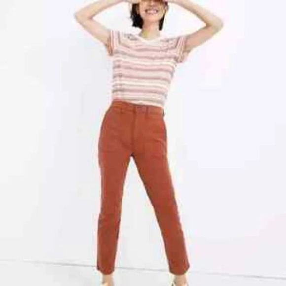 Madewell Stovepipe Fatigue Pants Stretch Tencel Lyocell Edition Brown Size 36 - Picture 1 of 7
